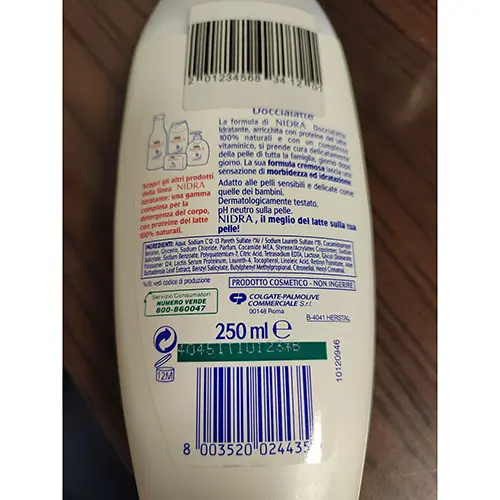 Photo de l’avis officiel: Palmolive Nidra doccialatte Lait de douche — risque: Risque chimique