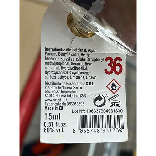 Photo de l’avis officiel: Setablu 19 - 36 - 51 Eau de toilette — risque: Risque chimique