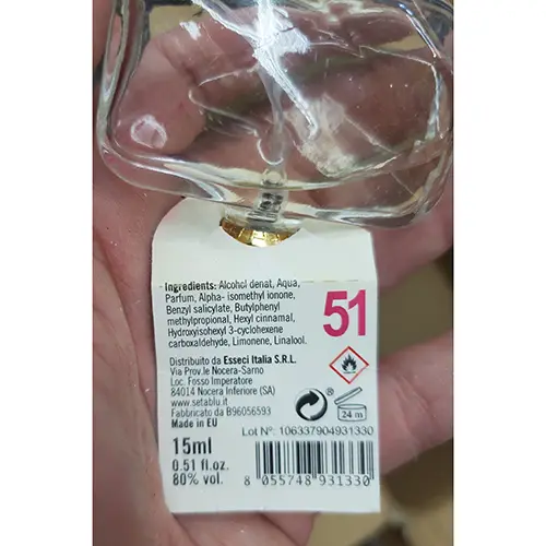 Photo de l’avis officiel: Setablu 19 - 36 - 51 Eau de toilette — risque: Risque chimique