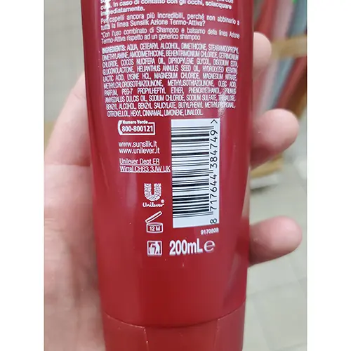 Photo de l’avis officiel: Sunsilk Azione termo - attiva Après-shampooing — risque: Risque chimique