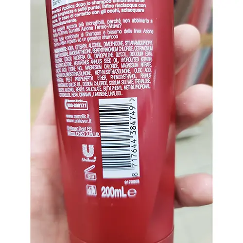 Photo de l’avis officiel: Sunsilk Azione termo - attiva Après-shampooing — risque: Risque chimique