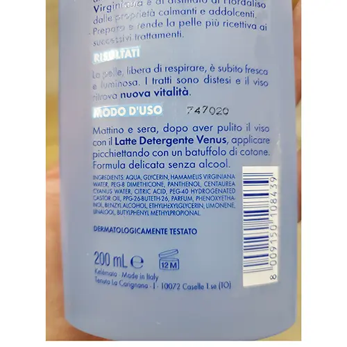 Foto dell’avviso ufficiale: Venus Idratante Tonico viso — rischio: Rischio chimico