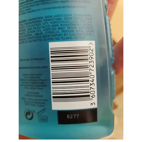 Photo de l’avis officiel: Adidas Marine extract Gel douche — risque: Risque chimique