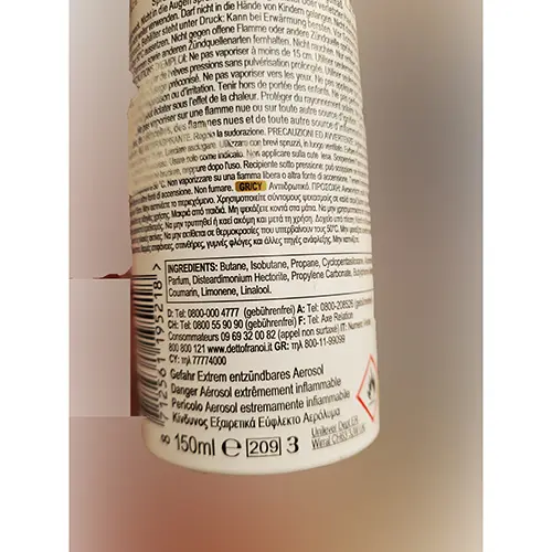 Photo de l’avis officiel: Axe Anti-transpirant Déodorant — risque: Risque chimique