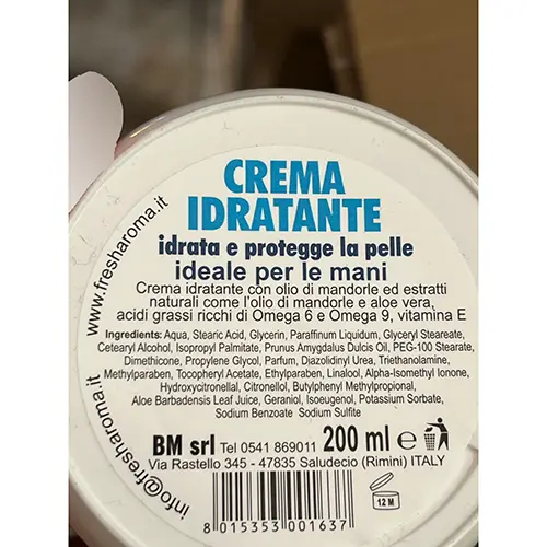 Photo de l’avis officiel: Bellissima Cosmetics Crème hydratante — risque: Risque chimique