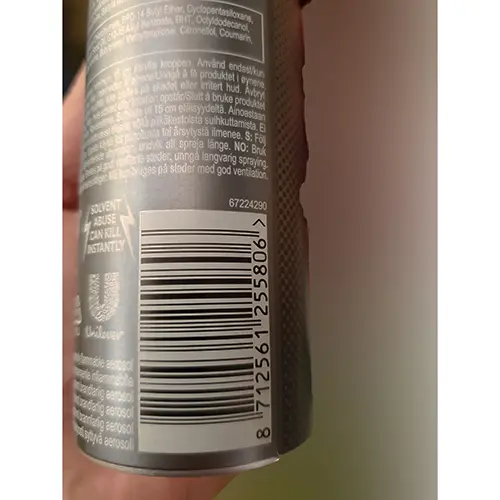 Photo de l’avis officiel: Dove Men Care+ Sensitive Shield Déodorant — risque: Risque chimique