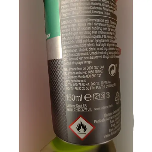Photo de l’avis officiel: Dove Men Care+ Sensitive Shield Déodorant — risque: Risque chimique