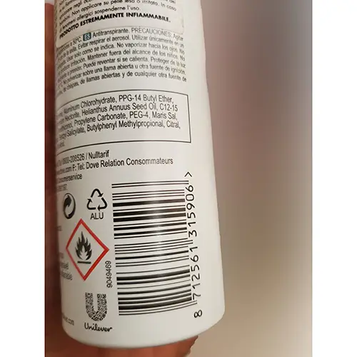 Photo de l’avis officiel: Dove Natural Touch Déodorant — risque: Risque chimique