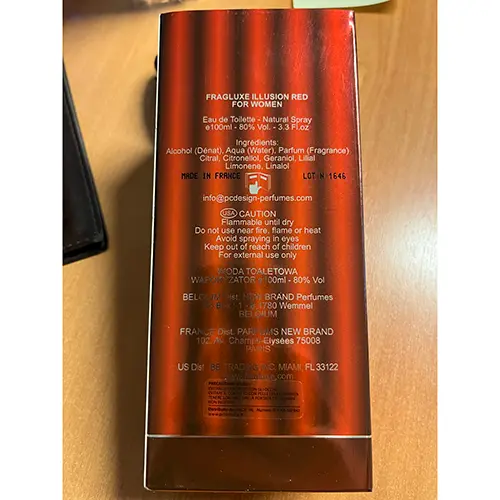 Photo de l’avis officiel: FRAGLUXE Illusion Eau de toilette — risque: Risque chimique
