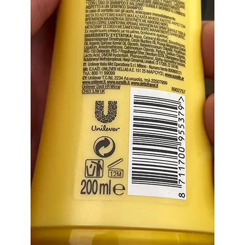 Photo de l’avis officiel: Sunsilk Morbidi e luminosi Après-shampooing — risque: Risque chimique