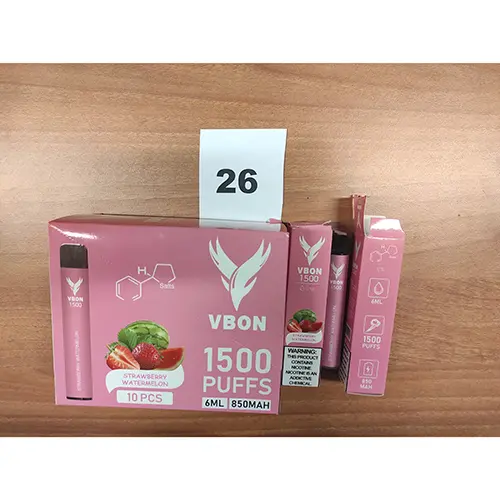 Photo de l’avis officiel: VBON 1500 Cigarette électronique jetable — risque: Risque chimique