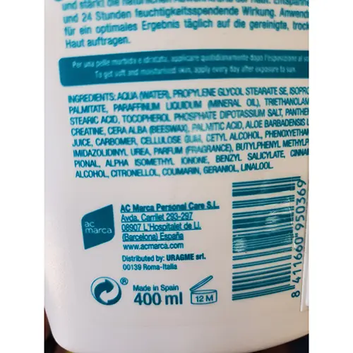 Foto dell’avviso ufficiale: ECRAN Aftersun Latte doposole idratante riparatore Latte post-sole — rischio: Rischio chimico