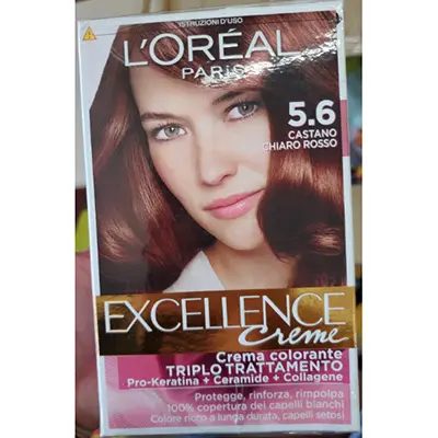 Foto uit de officiële melding: L'OREAL PARIS Excellence creme 5.6 castano chiaro rosso Haarverf — risico: Chemische risico's