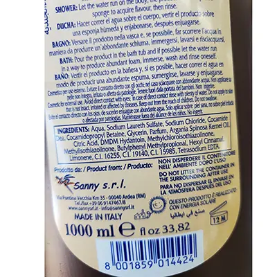 Foto aus der offiziellen Meldung: Sanny Neutro Sarf  con olio d'argan e glicerina idratante Badecreme — Risiko: Chemikalie