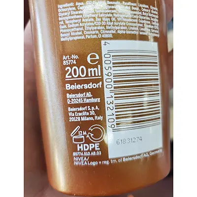 Foto dell’avviso ufficiale: Nivea Latte solare carotene — rischio: Rischio chimico