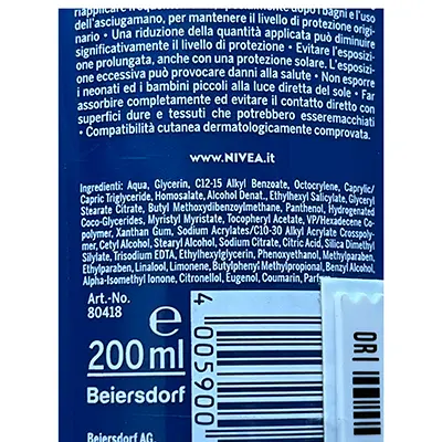 Foto dell’avviso ufficiale: Nivea Sun protect &amp; hydrate protezione "6" Latte solare — rischio: Rischio chimico