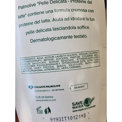 Photo de l’avis officiel: Palmolive Pelle delicata Crème de bain et de douche — risque: Risque chimique