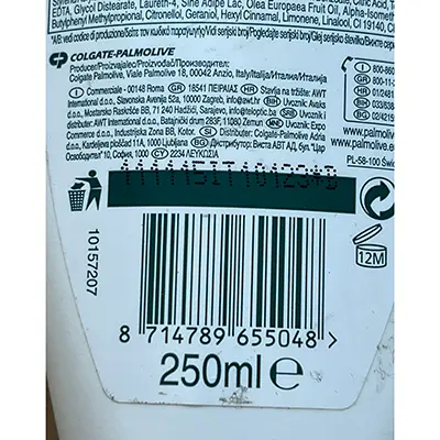 Photo de l’avis officiel: Palmolive Naturals Lait de douche — risque: Risque chimique