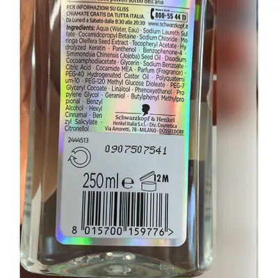 Photo de l’avis officiel: Schwarzkopf Hair Repair capelli appesantiti Shampoo — risque: Risque chimique