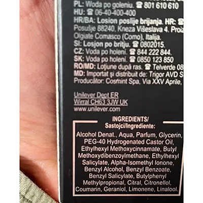 Foto dell’avviso ufficiale: Axe Black Dopobarba — rischio: Rischio chimico (A12/02232/24)