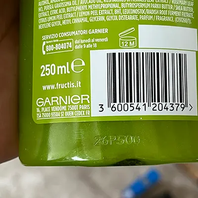Photo de l’avis officiel: Garnier Shampoo fortificante capelli secchi — risque: Risque chimique