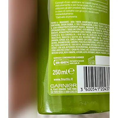 Photo de l’avis officiel: Garnier Shampoo fortificante capelli secchi — risque: Risque chimique