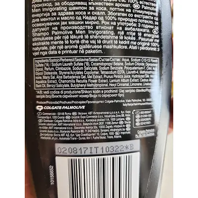 Photo de l’avis officiel: Palmolive Shampoo con menta e olio — risque: Risque chimique