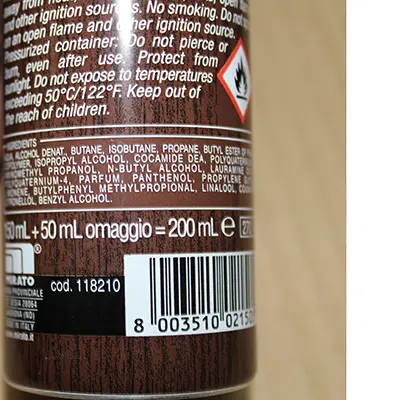 Photo de l’avis officiel: Splendor Spuma effetto volumizzante Mousse de cheveux — risque: Risque chimique
