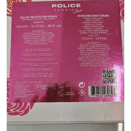 Photo de l’avis officiel: "COMBAT POLICE" Police Passion Ensemble de cosmétiques — risque: Risque chimique