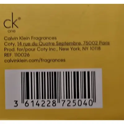 Foto do aviso oficial: Calvin Klein One Eau de toilette e conjunto de espuma corporal — risco: Químico