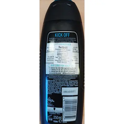 Photo de l’avis officiel: Fa MEN KICK OFF 2 in 1 Duschgel Gel douche — risque: Risque chimique