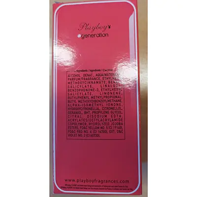 Photo de l’avis officiel: Playboy Generation Eau de Toilette for her — risque: Risque chimique