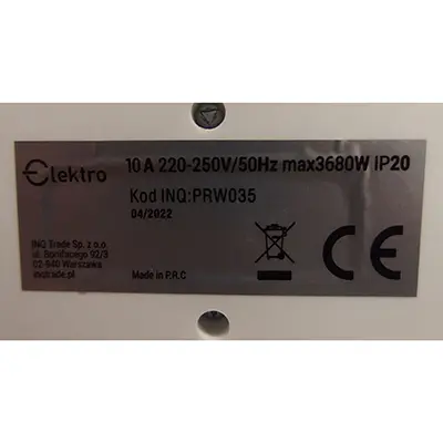Photo de l’avis officiel: ELEKTRO Power supply extension cord Rallonge électrique — risque: Brûlures & Incendie