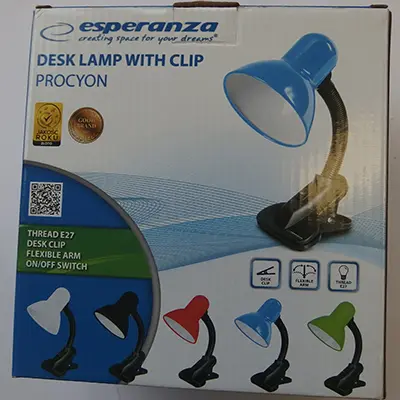 Photo de l’avis officiel: Esperanza Desk lamp with clip Lampe de bureau — risque: Choc électrique