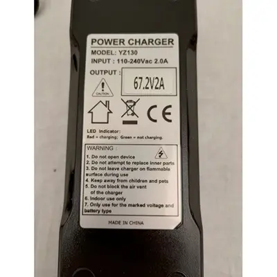 Foto aus der offiziellen Meldung: YZPOWER Power charger Ladegerät für Elektroroller — Risiko: Elektrischer Schlag