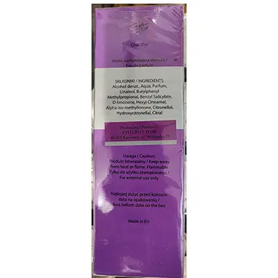Photo de l’avis officiel: CHAT D'OR Dark Violet Parfum — risque: Risque chimique