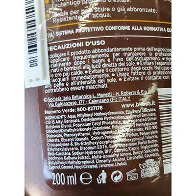 Foto do aviso oficial: BILBOA Carrot Plus Latte solare protezione 20 media Protetor solar — risco: Químico