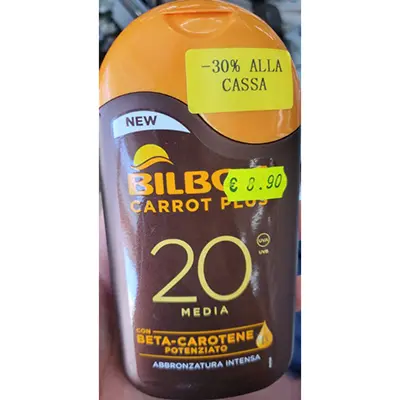 Foto do aviso oficial: BILBOA Carrot Plus Latte solare protezione 20 media Protetor solar — risco: Químico
