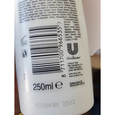 Foto dell’avviso ufficiale: Dove Crema di mandorle e fiori di Ibisco Crema per il corpo — rischio: Rischio chimico