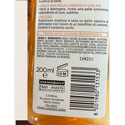 Foto dell’avviso ufficiale: Loreal Lumi revele sublime Latte detergente — rischio: Rischio chimico