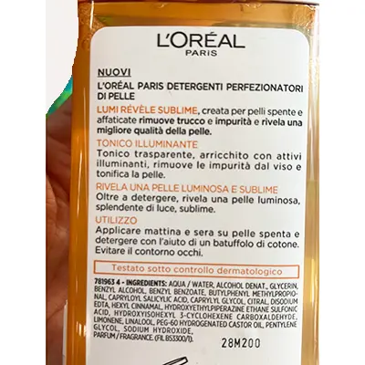Foto dell’avviso ufficiale: Loreal Lumi revele sublime Latte detergente — rischio: Rischio chimico