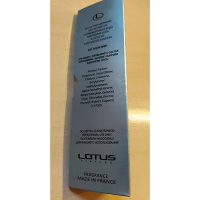 Foto dell’avviso ufficiale: Lotus Aqua Men Profumo — rischio: Rischio chimico (A12/02349/24)