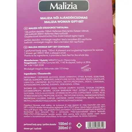 Photo de l’avis officiel: Malizia Gift set Ensemble de cosmétiques — risque: Risque chimique (A12/02350/24)