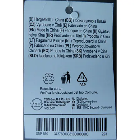 Photo from the official notice: Tedi Maske fancy-dress face mask — burns risk