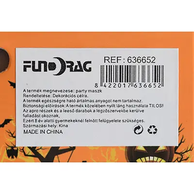 Photo from the official notice: FunDrag Party mask fancy-dress face mask — burns risk