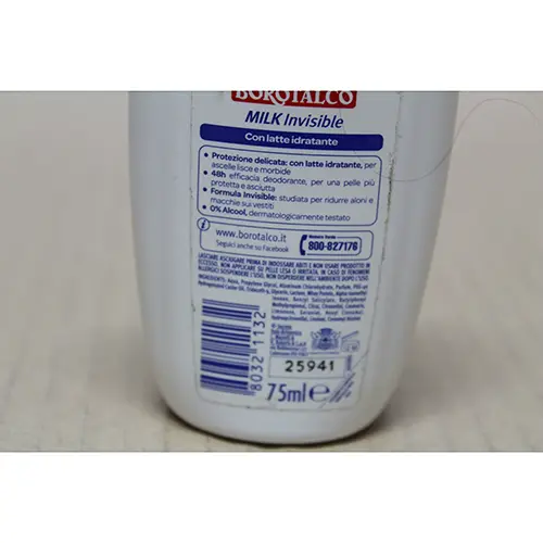 Photo de l’avis officiel: BOROTALCO Milk invisible Déodorant — risque: Risque chimique