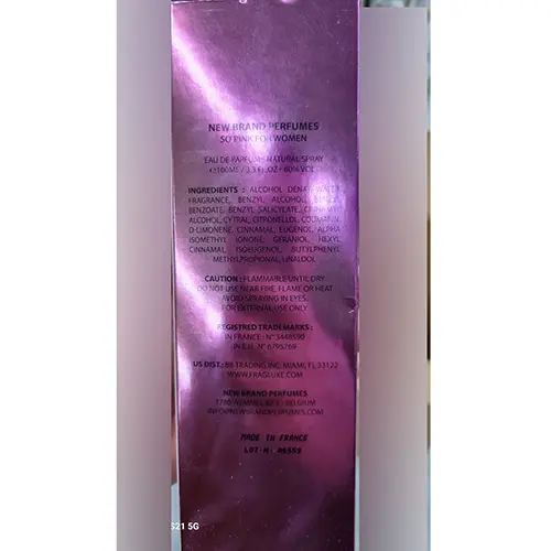 Foto dell’avviso ufficiale: New Brand So pink Profumo — rischio: Rischio chimico