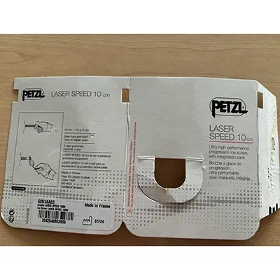Photo de l’avis officiel: Petzl Laser speed 10 cm Ancre à glace — risque: Blessures