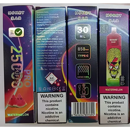 Photo de l’avis officiel: HONEY BAR PRO 25000 Cigarette électronique jetable — risque: Risque chimique