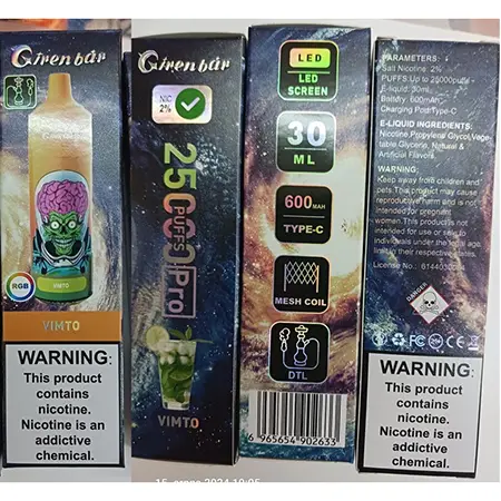 Photo de l’avis officiel: Giren bar 25000 puffs Pro Cigarette électronique jetable — risque: Risque chimique